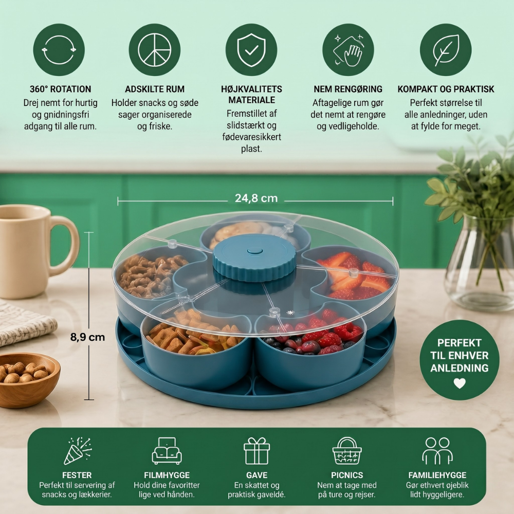 ServeSpin rotating tray with compartments | Kalsten