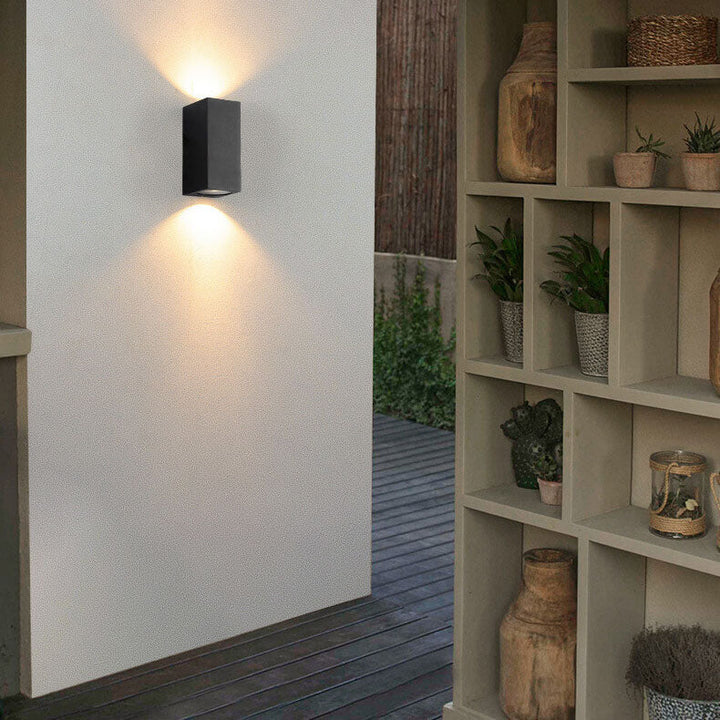 Modern Simple Outdoor Waterproof Aluminum Glass Cylinder 2-Light Wall Sconce Lamp | Kalsten