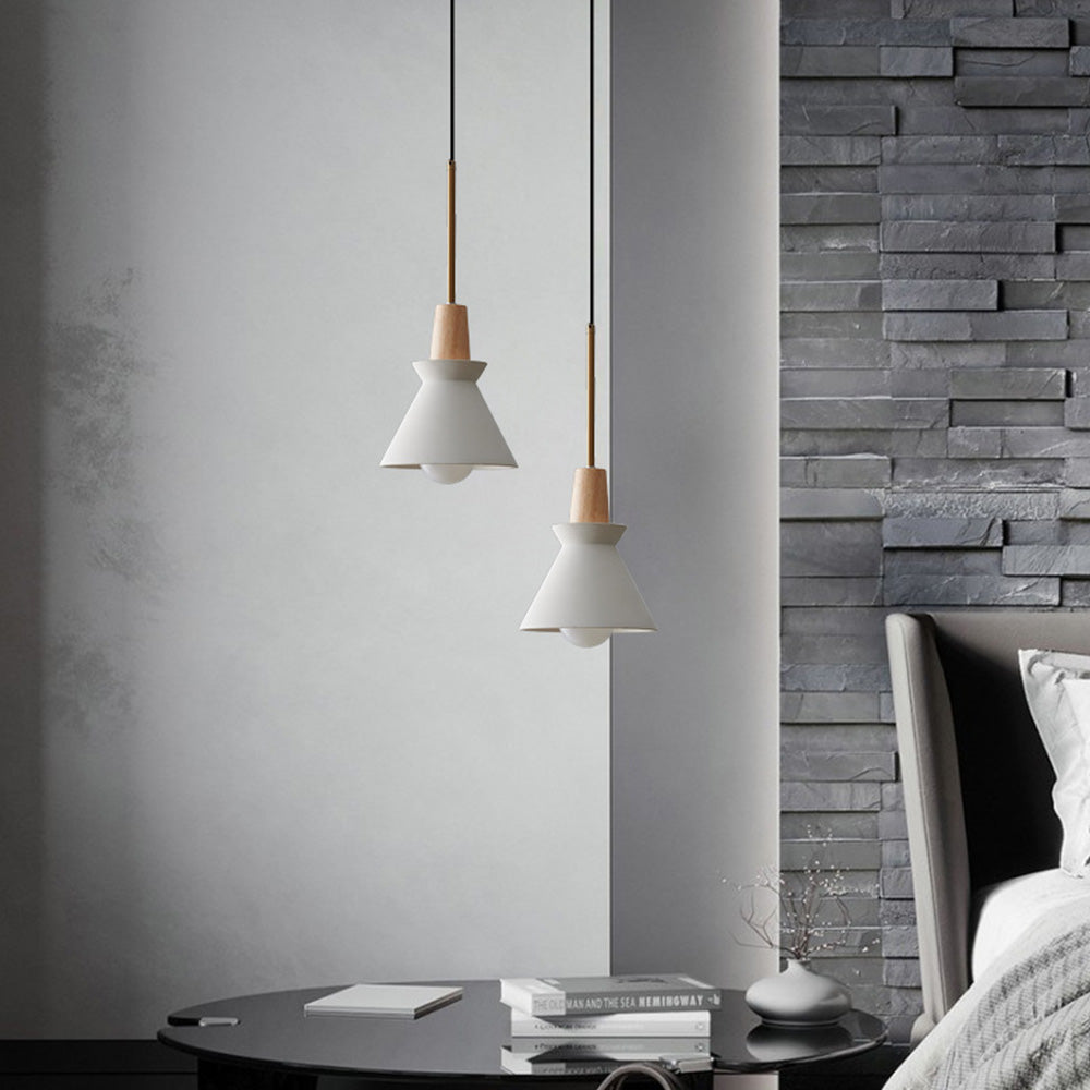 Modern White Concrete Cone Pendant Light | Kalsten