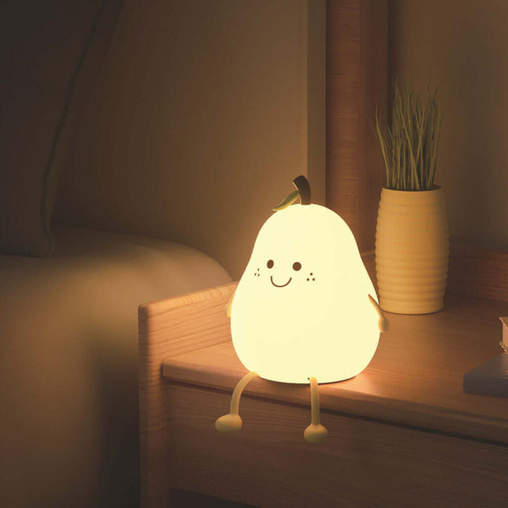 LED Pear Fruit Night Light USB Rechargeable Dimming Touch Silicone Table Lamp Bedroom Bedside Decoration Couple Gift Boby Light | Kalsten