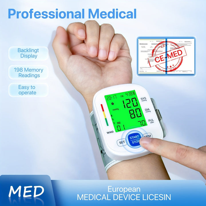 Wrist blood pressure monitor with illuminated display | Kalsten