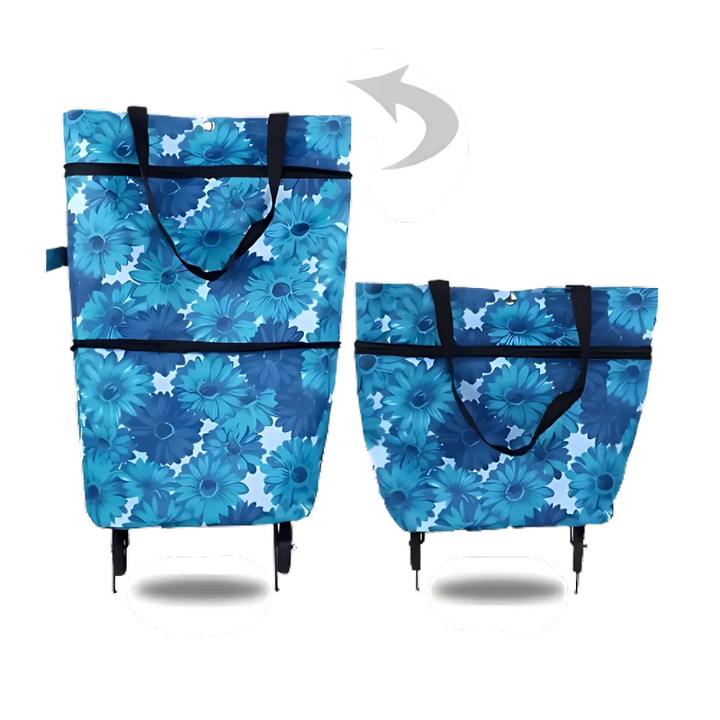 Foldable shopping trolley with expandable wheels | Kalsten