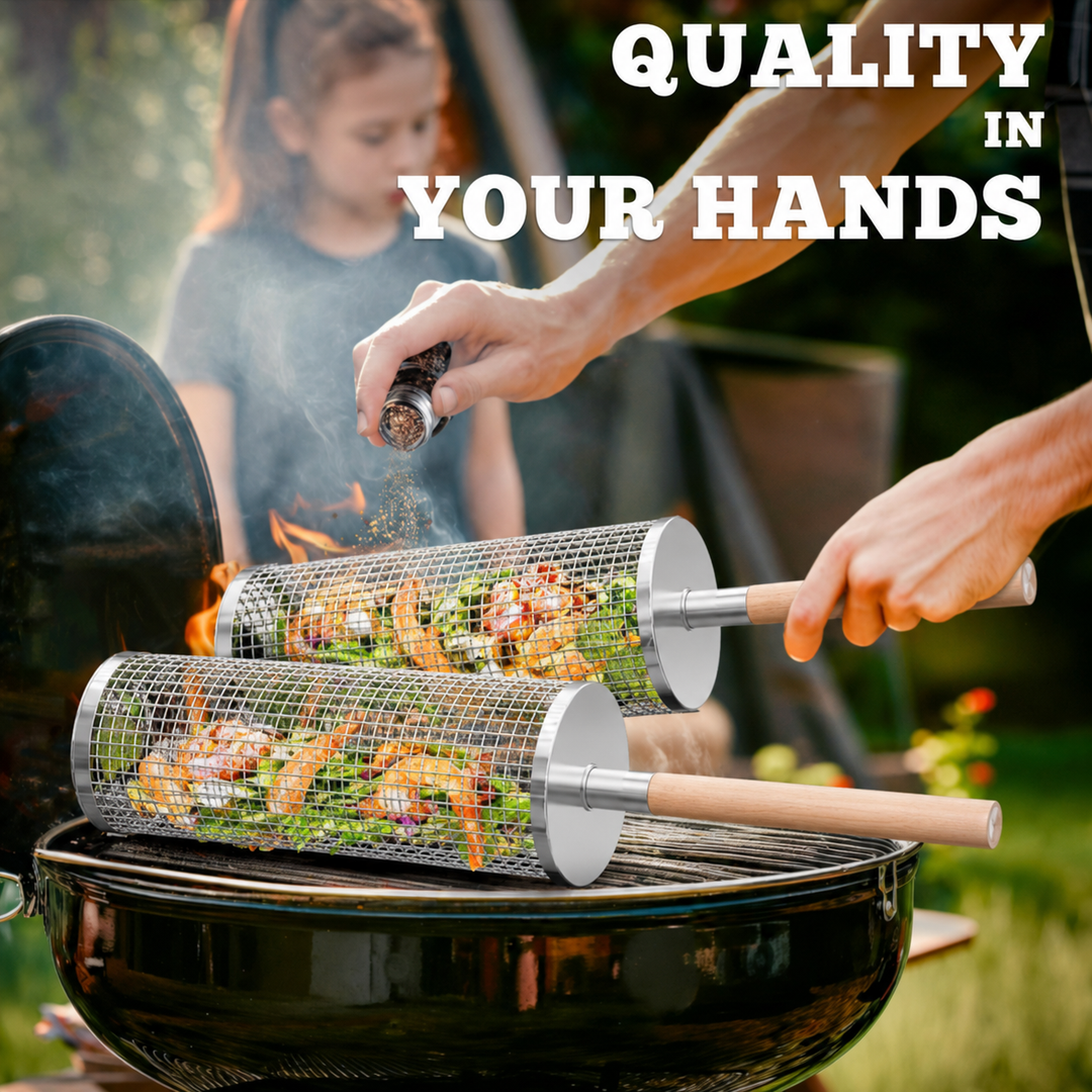 Kalsten | Premium Grill Baskets | Stainless Steel BBQ Tool for Outdoor Cooking