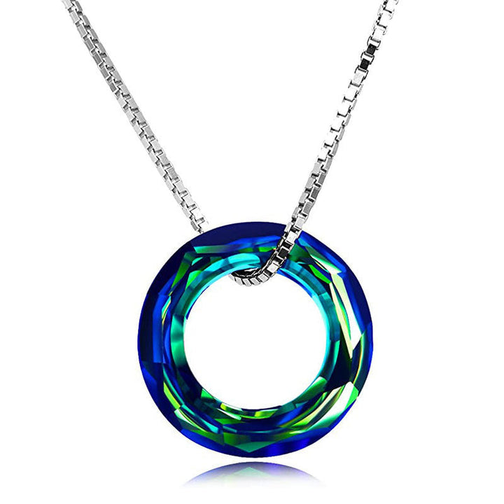 Crystal Circle Pendant Necklace Kalsten