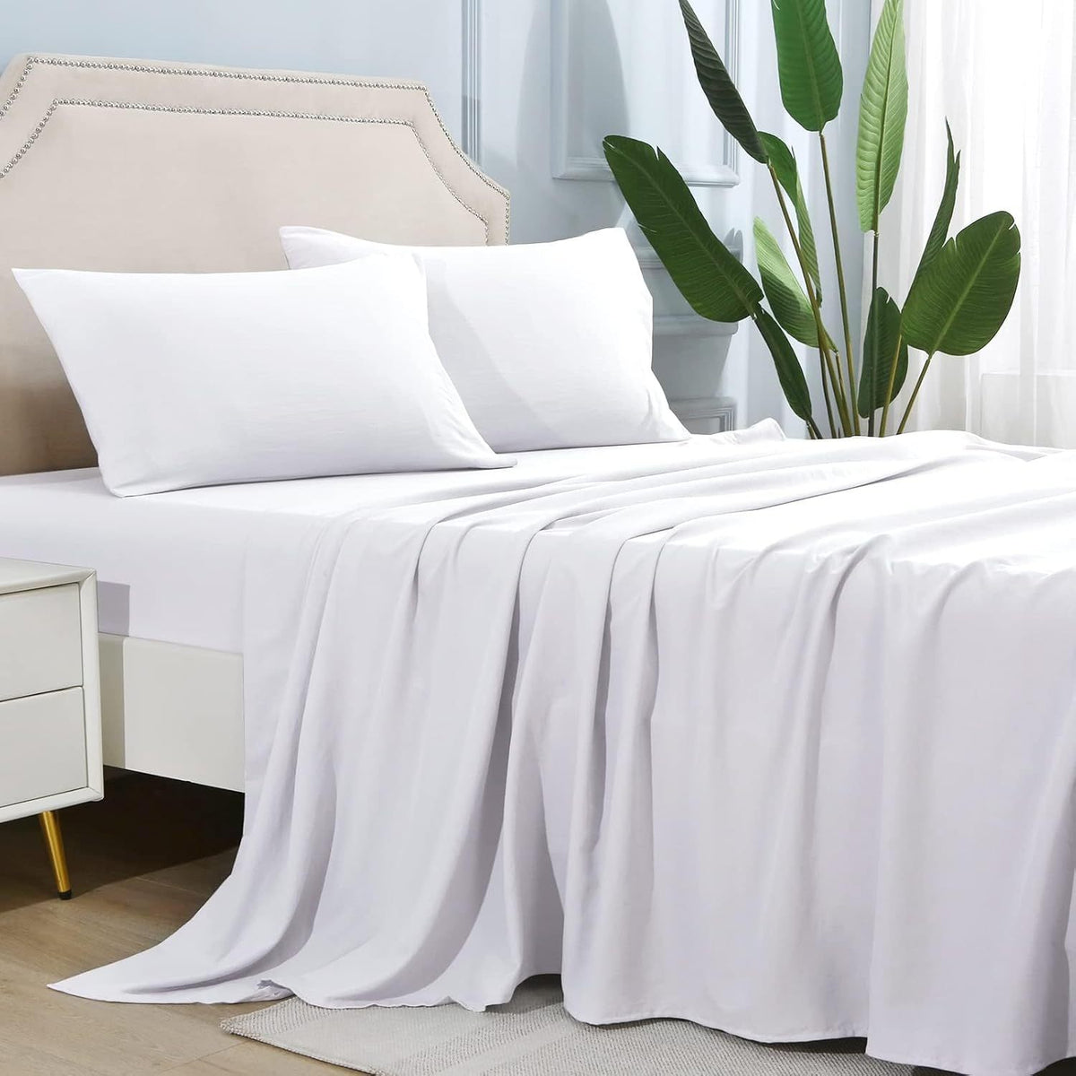 4-piece soft cooling bed sheets for Queen-Size: 14" deep pockets, Luxury Hotel Quality, shrink and fade resistant, easy-care sheet set | Karnz