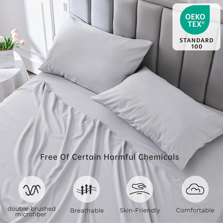 4-Piece Soft Cooling Queen Size Sheets: 14" Deep Pocket, Luxury Hotel-Grade, Shrinkage and Fade Resistant, Easy Care Bed Sheet Set | Kalsten