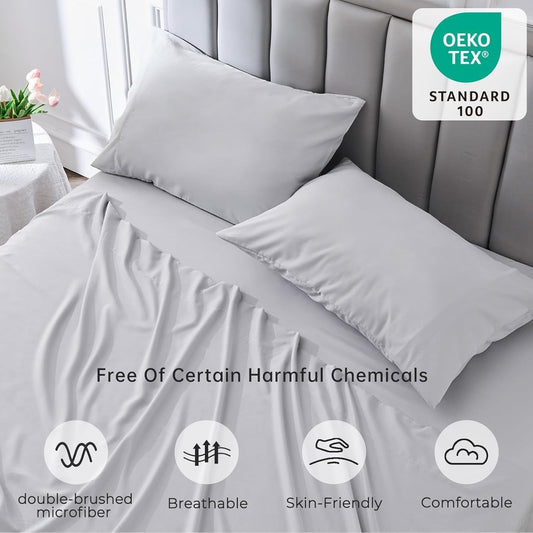 4-piece soft cooling bed sheets for Queen-Size: 14" deep pockets, Luxury Hotel Quality, shrink and fade resistant, easy-care sheet set | Karnz