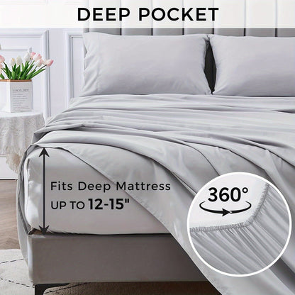 4-piece soft cooling bed sheets for Queen-Size: 14" deep pockets, Luxury Hotel Quality, shrink and fade resistant, easy-care sheet set | Karnz