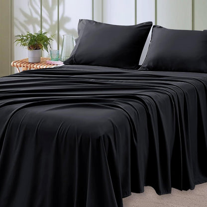 4-piece soft cooling bed sheets for Queen-Size: 14" deep pockets, Luxury Hotel Quality, shrink and fade resistant, easy-care sheet set | Karnz