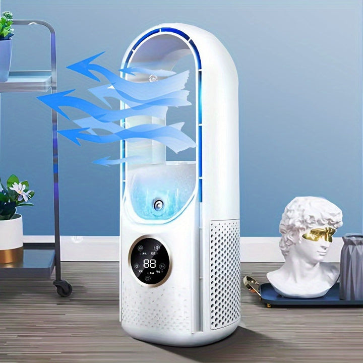 Portable Bladeless Air Conditioning Fan with Nightlight – 6 Speed Humidifier and Purifier, Quiet USB Desktop Cooler for Bedrooms and Rooms | Kalsten