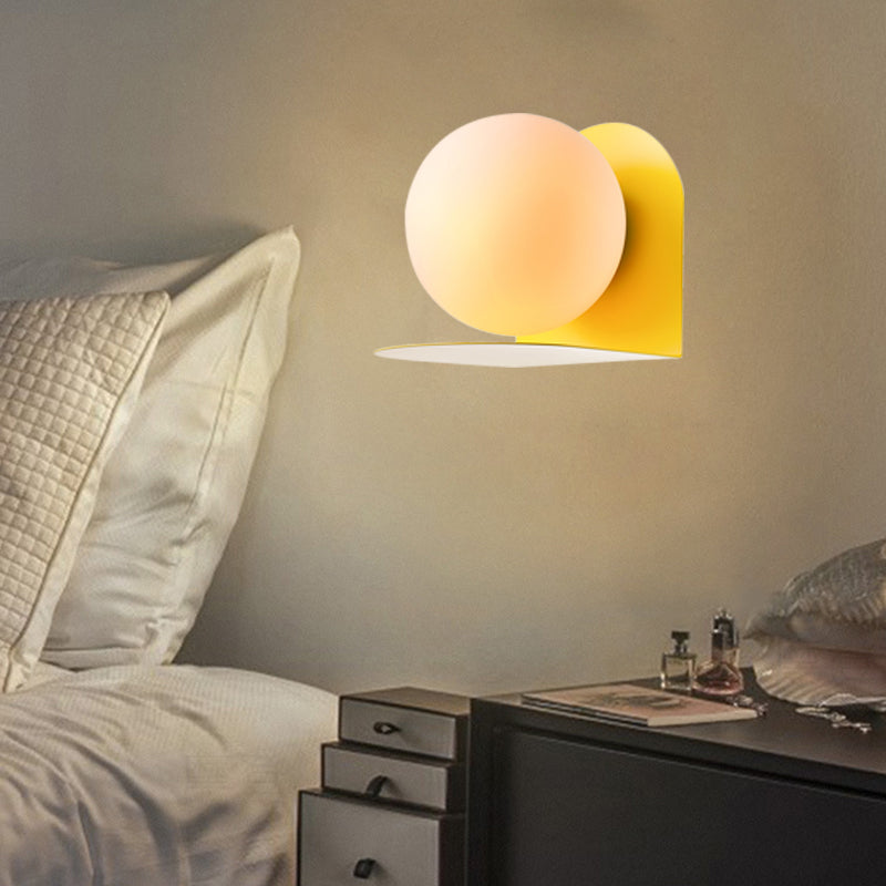 White Globe Wall Light Nordic Style Frosted Glass Sconce Light for Study Room Child Bedroom | Kalsten