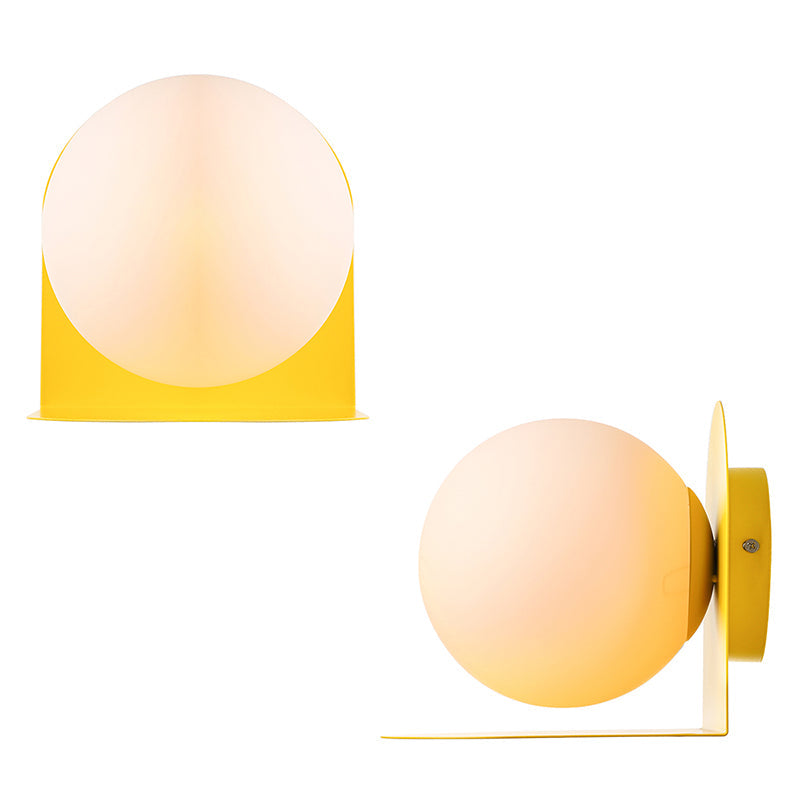 White Globe Wall Light Nordic Style Frosted Glass Sconce Light for Study Room Child Bedroom | Kalsten