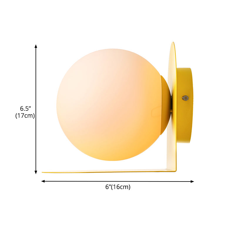 White Globe Wall Light Nordic Style Frosted Glass Sconce Light for Study Room Child Bedroom | Kalsten