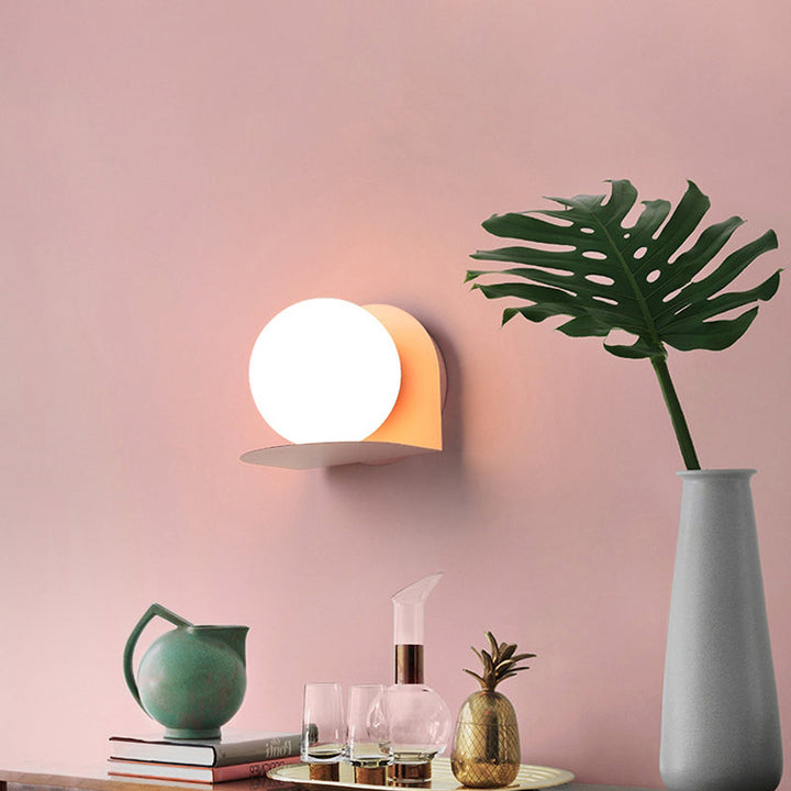 White Globe Wall Light Nordic Style Frosted Glass Sconce Light for Study Room Child Bedroom | Kalsten