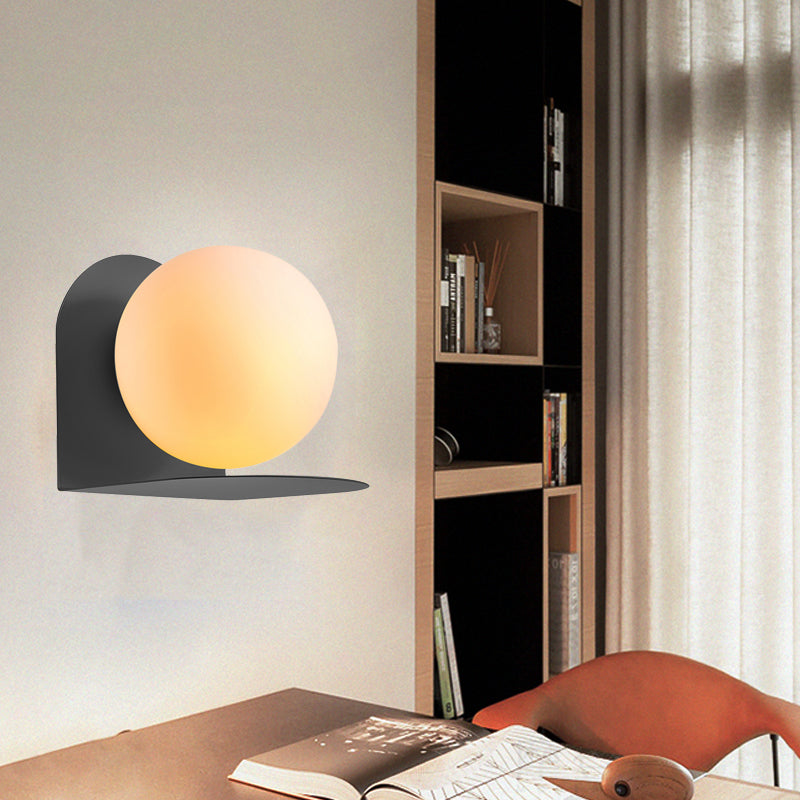 White Globe Wall Light Nordic Style Frosted Glass Sconce Light for Study Room Child Bedroom | Kalsten
