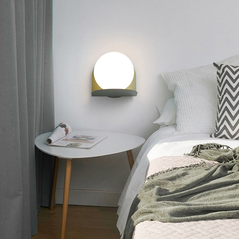 White Globe Wall Light Nordic Style Frosted Glass Sconce Light for Study Room Child Bedroom | Kalsten