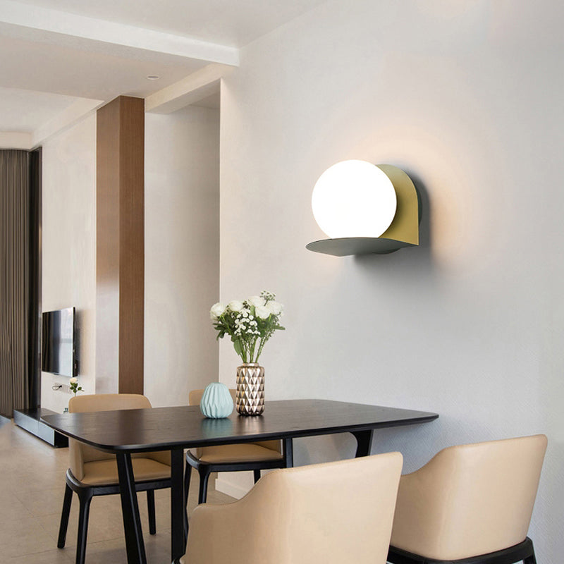 White Globe Wall Light Nordic Style Frosted Glass Sconce Light for Study Room Child Bedroom | Kalsten