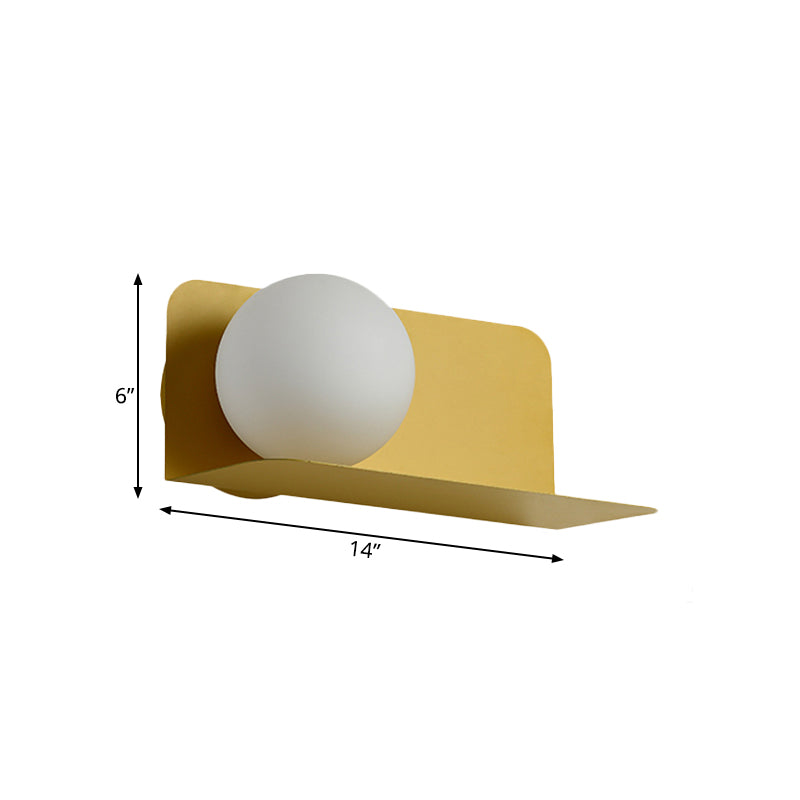 White Globe Wall Light Nordic Style Frosted Glass Sconce Light for Study Room Child Bedroom | Kalsten