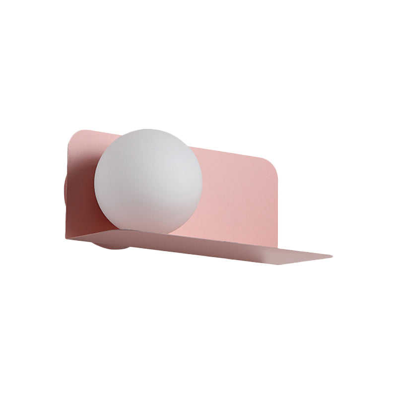 White Globe Wall Light Nordic Style Frosted Glass Sconce Light for Study Room Child Bedroom | Kalsten