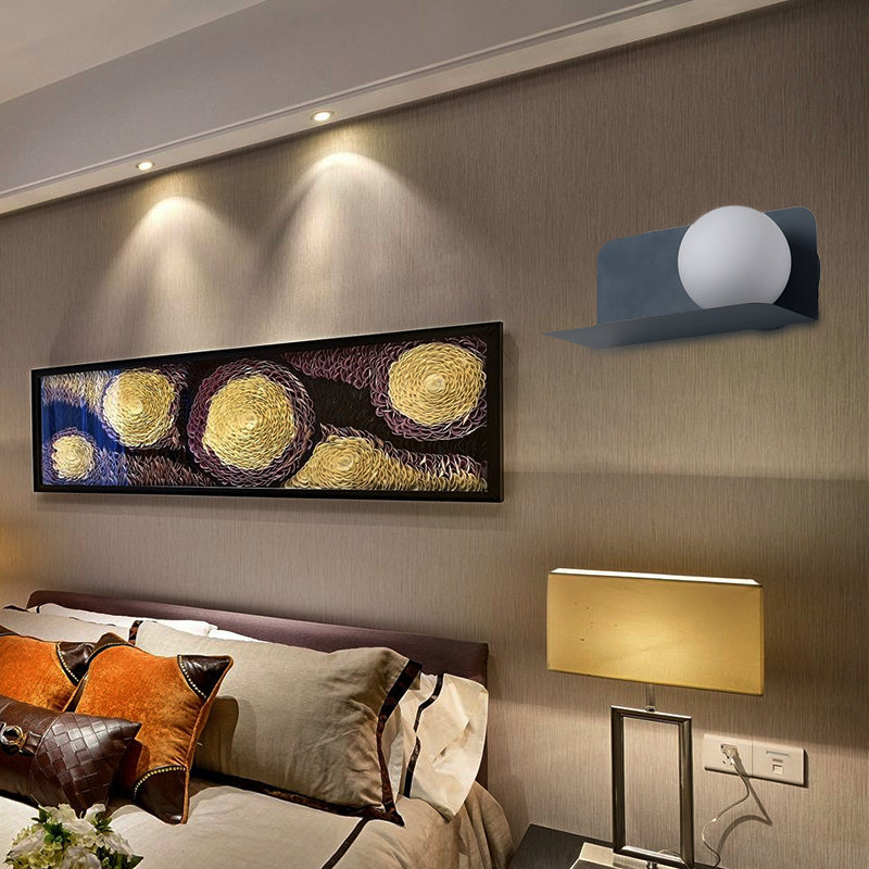 White Globe Wall Light Nordic Style Frosted Glass Sconce Light for Study Room Child Bedroom | Kalsten