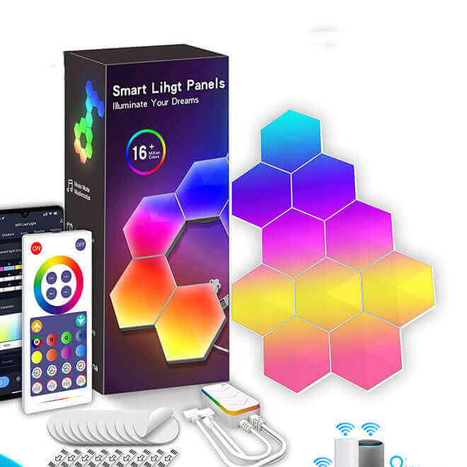 Graffiti Hexagonal Quantum Lamp Bedside Lamp Wall Lamp E-sports Ambience Light Smart Honeycomb Lamp | Kalsten