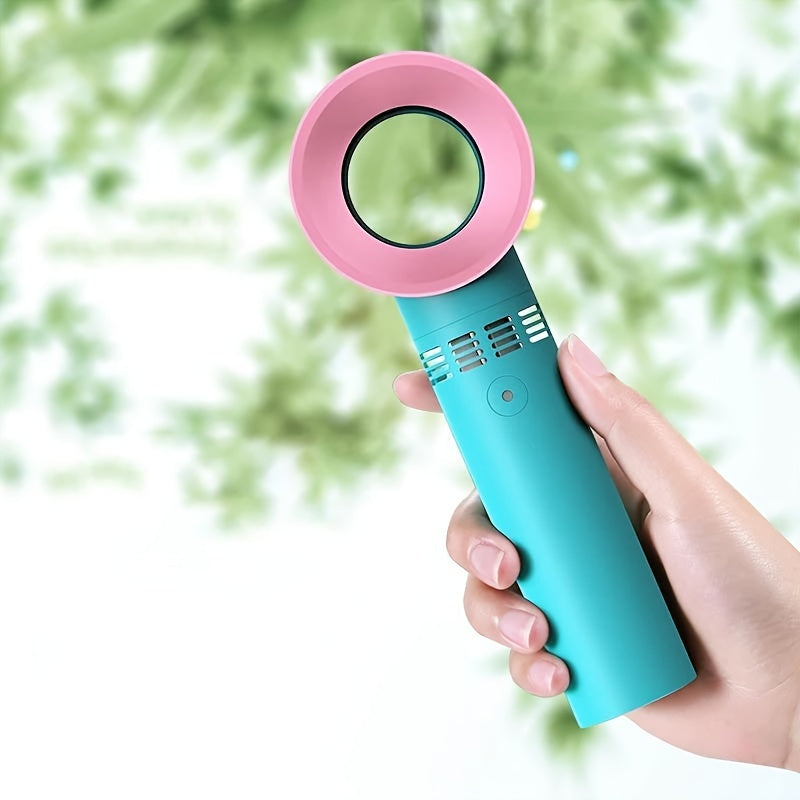 1pc USB Rechargeable Bladeless Handheld Fan - Portable Mini Desk Fan with 3 Speeds for Travel, Camping, Office, and Room Use | Kalsten