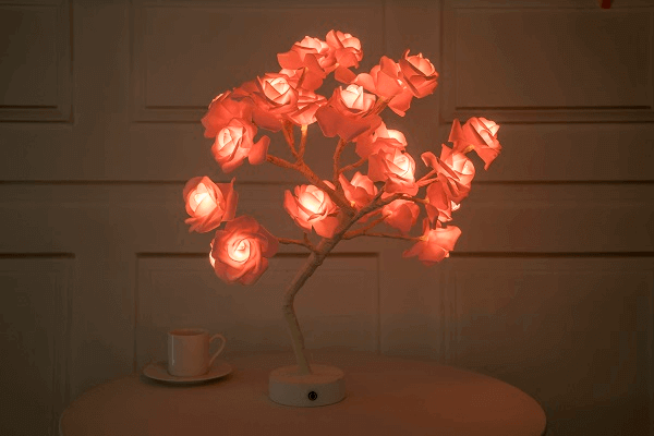 Rose Flower Lamp USB Battery Operated LED Table Lamp Bonsai Tree Night Lights Garland Bedroom Decoration Lights Home Decor | Kalsten