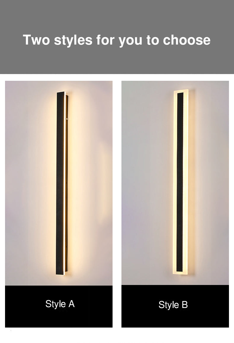 Modern Minimalist Long Rectangular Aluminum Acrylic LED Wall Sconce Lamp For Garden | Kalsten