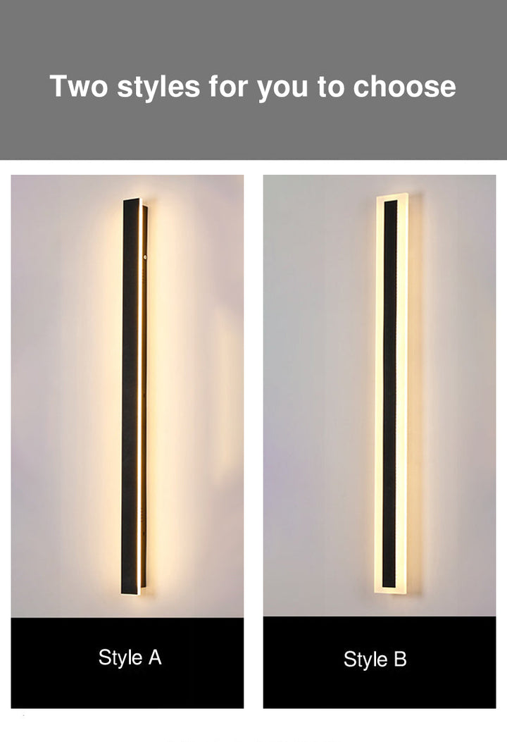 Modern Minimalist Long Rectangular Aluminum Acrylic LED Wall Sconce Lamp For Garden | Kalsten