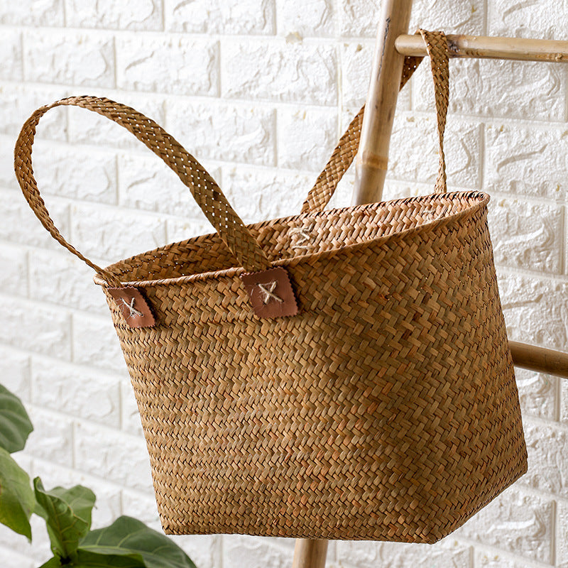 Handwoven Natural Wicker Shopping Basket Kalsten