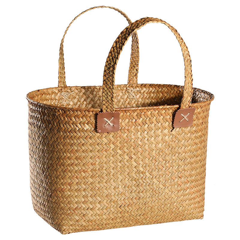 Handwoven Natural Wicker Shopping Basket Kalsten