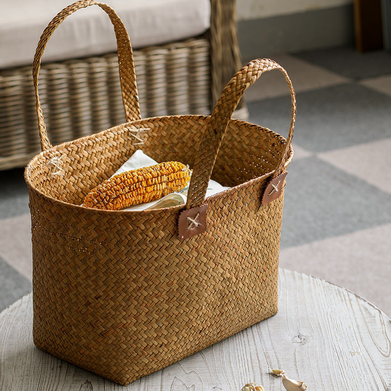 Handwoven Natural Wicker Shopping Basket Kalsten