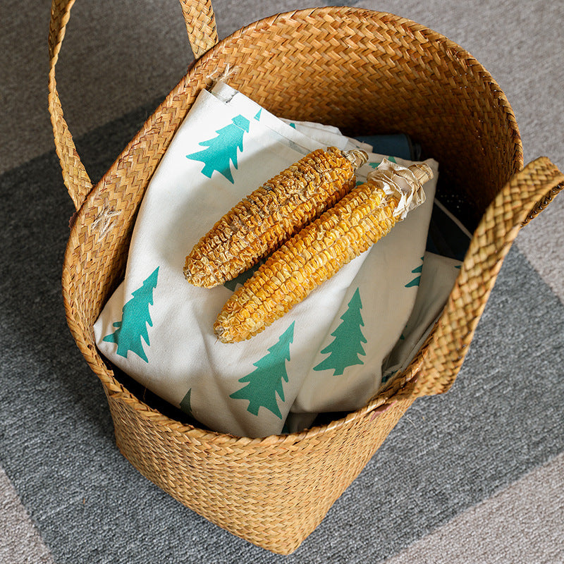 Handwoven Natural Wicker Shopping Basket Kalsten