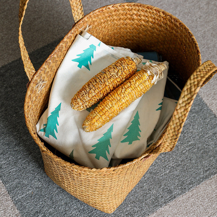 Handwoven Natural Wicker Shopping Basket Kalsten