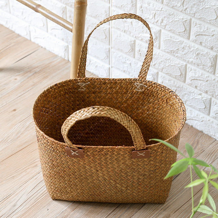 Handwoven Natural Wicker Shopping Basket Kalsten