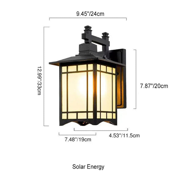 Modern Waterproof Solar Aluminum Chinese Pavilion Shape 1-Light Wall Sconce Lamp | Kalsten
