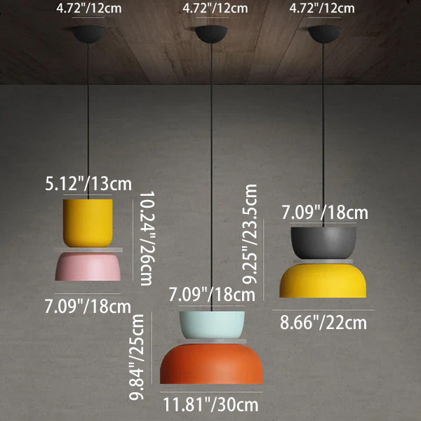 Pendant Light Metal 11.8 in Adjustable Colorful Living Room Bedroom Modern Ceiling Lamp | Kalsten