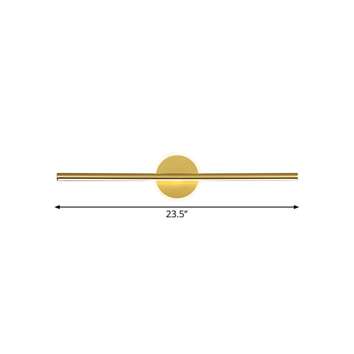Metal Linear and Round Vanity Wall Light Minimalism LED Wall Sconce Lighting in Gold, 16"/23.5"/31.5" Wide | Kalsten