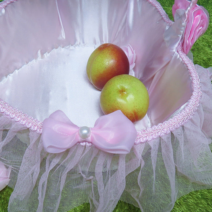 Ladies Elegant Decorative Basket with Tulle and Flowers Kalsten