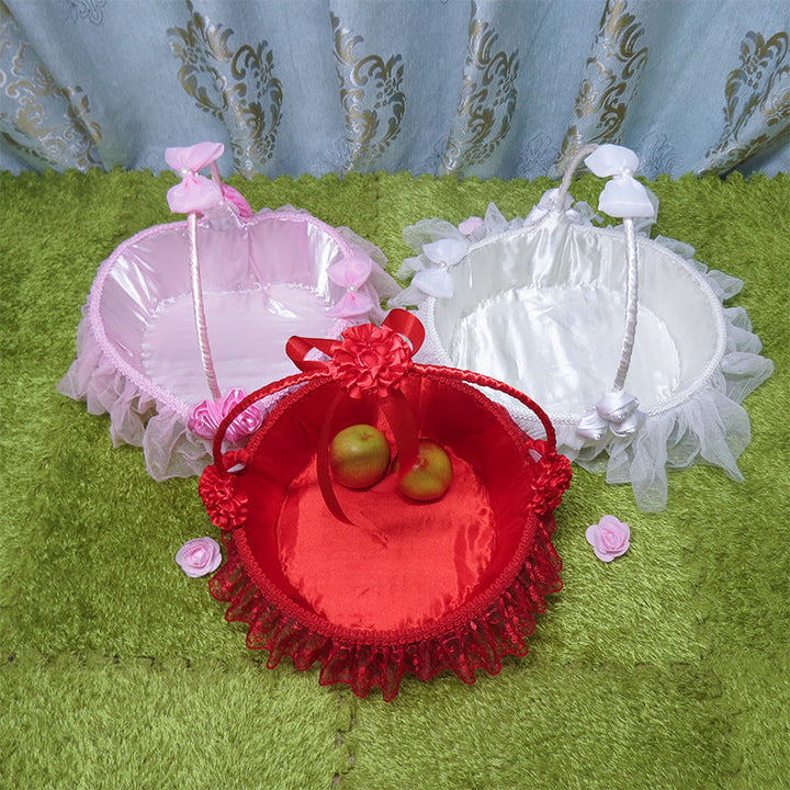 Ladies Elegant Decorative Basket with Tulle and Flowers Kalsten