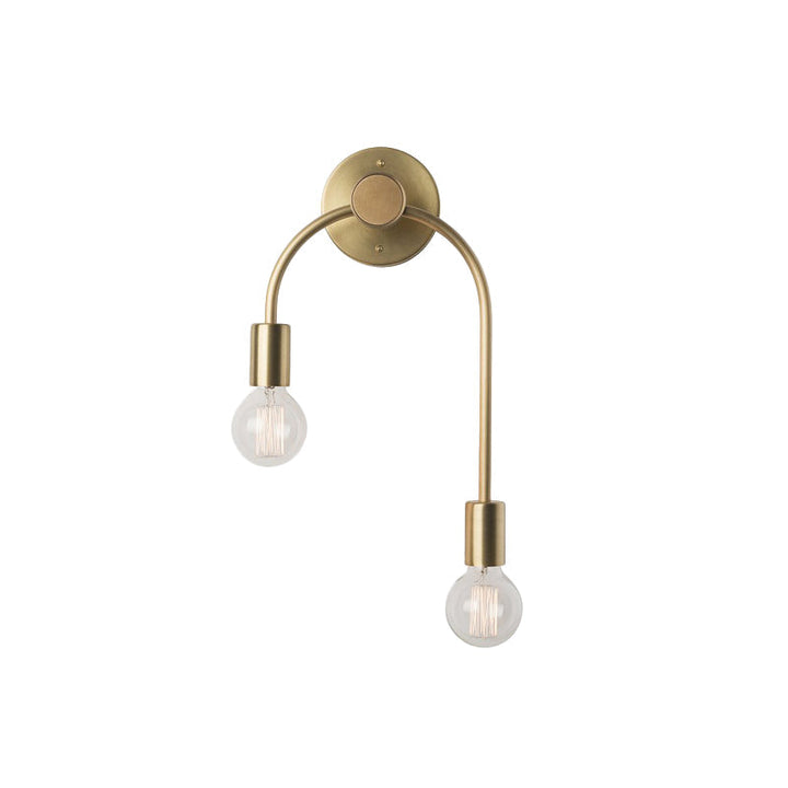 Swoop Arm Iron Wall Mounted Lamp Minimalist 2-Light Black/Gold Sconce Lighting with Bare Bulb Design | Kalsten