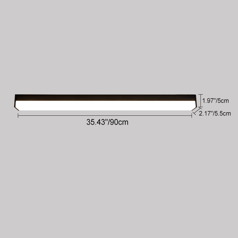 Modern Minimalist Long Rectangle Aluminum PC LED Flush Mount Ceiling Light For Outdoor Patio | Kalsten