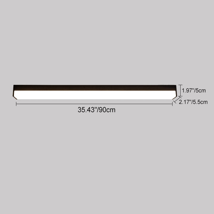 Modern Minimalist Long Rectangle Aluminum PC LED Flush Mount Ceiling Light For Outdoor Patio | Kalsten