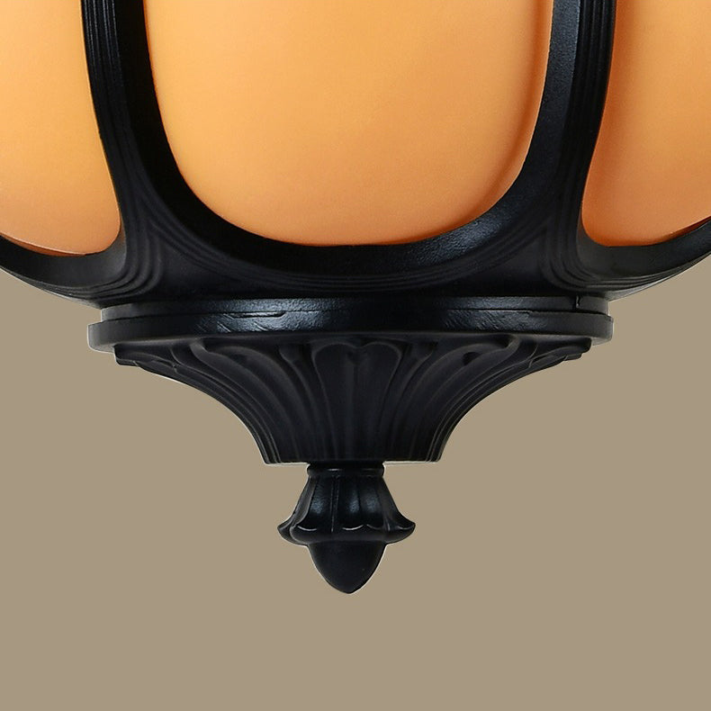 Traditional Chinese Waterproof Aluminum PC Dolomite Elliptical Pumpkin 1-Light Pendant Light For Ourdoor Patio | Kalsten