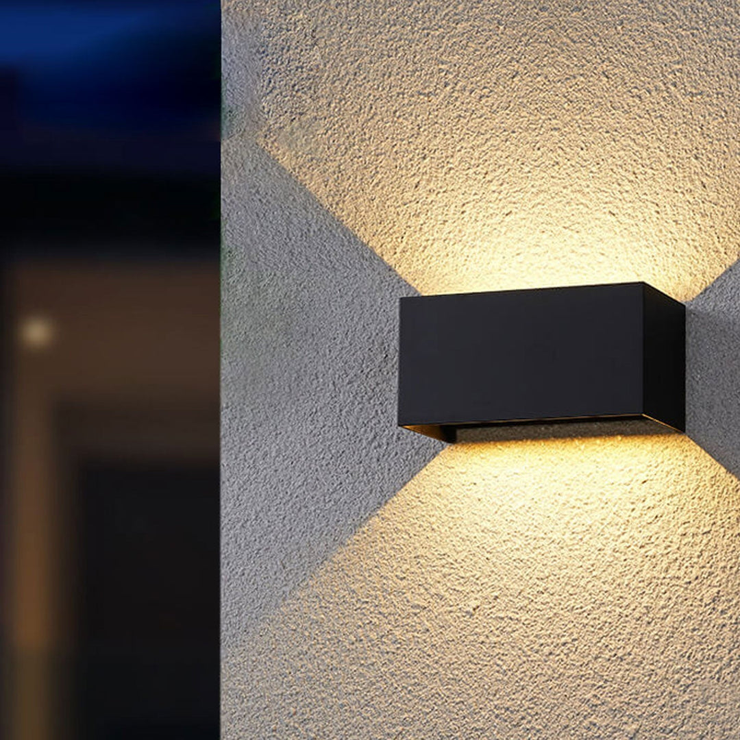 Modern Outdoor Waterproof Rectangular LED Up and Down Illuminated Outdoor Wall Sconce Lamp | Kalsten