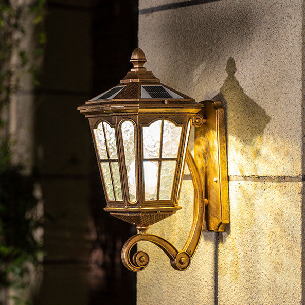 European Solar Outdoor Lantern Aluminum Glass Waterproof 1-Light Wall Sconce Lamp | Kalsten