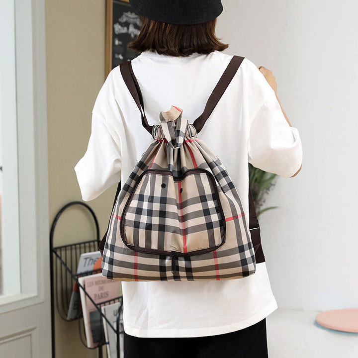 Foldable Printed Nylon Backpack with Drawstring | Kalsten