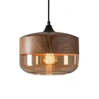 Kalsten | Hand-Blown Glass & Wood Pendant Light Adjustable