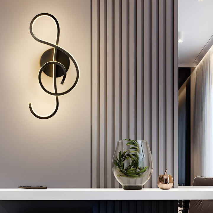 Musical Note LED Wall Sconce – Modern Artistic Music Decor Wall Lamp (Black/White) | Kalsten