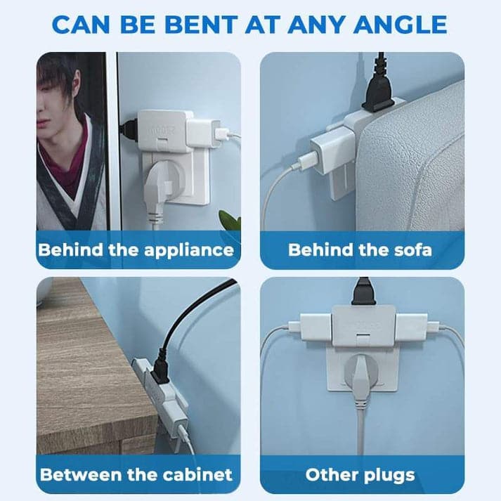180° Rotating Triple Socket Adapter – EU Plug